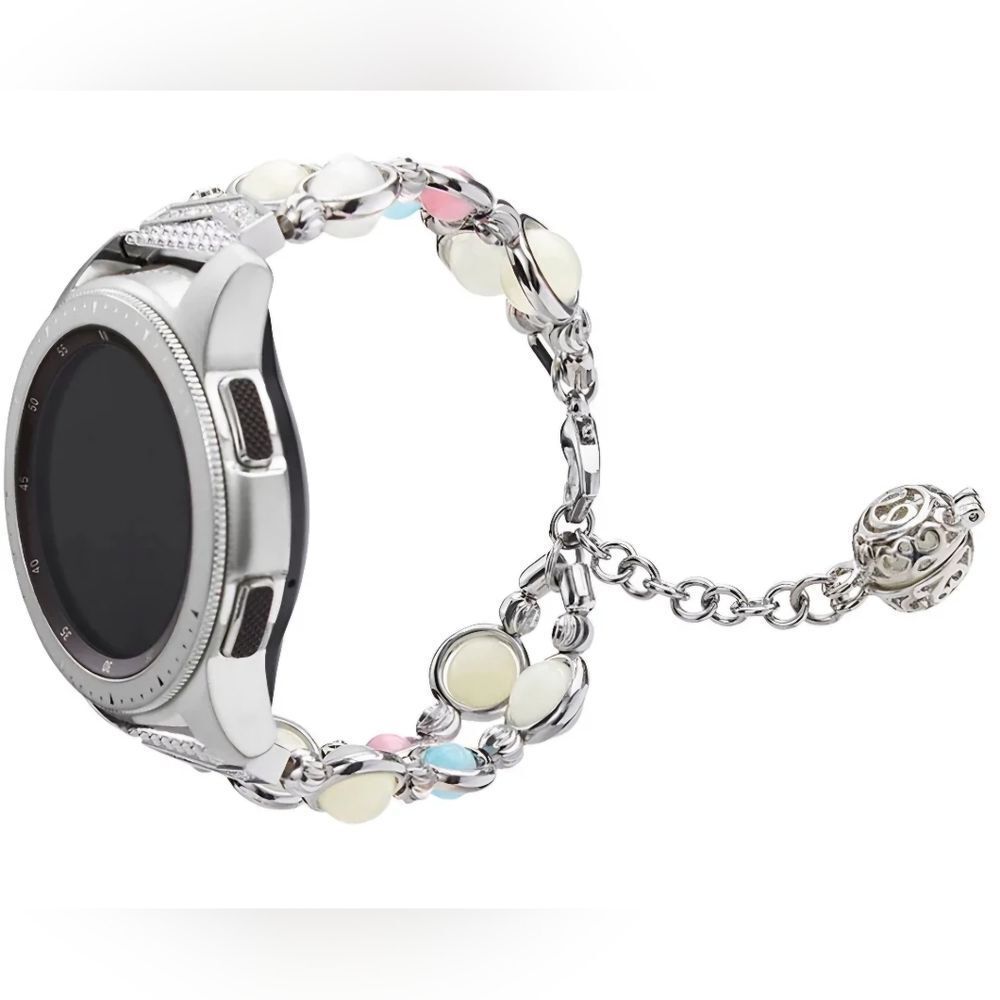 Luminous Beaded Bracelet Watchband SILVER 20mm SAMSUNG ANDROID NEW FANCY BANDS